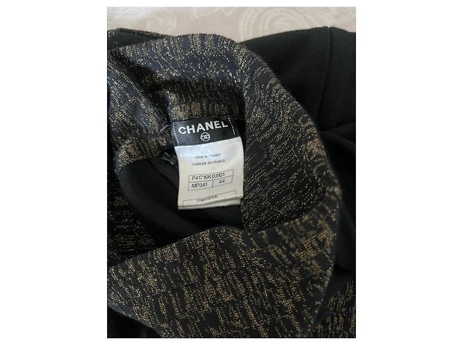 Chanel Paris Byzance Black and Bronze Gold Wool Dress - view 5