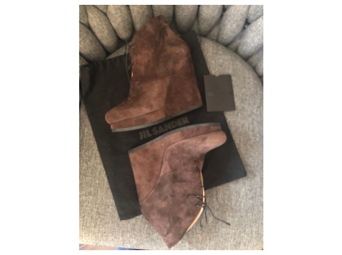 Botines Jil Sander de ante marrón Castaño - vista 4