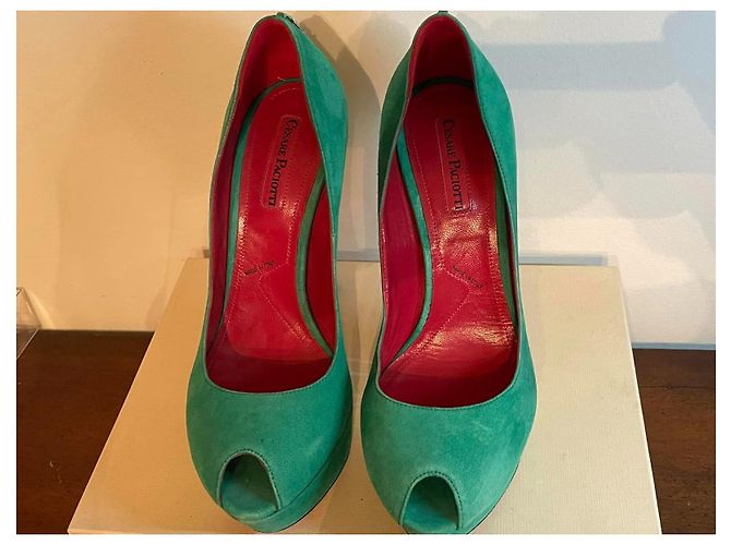 Open toe CESARE PACIOTTI in green suede - view 2