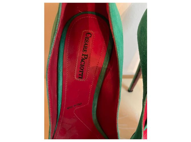 Open toe CESARE PACIOTTI in green suede - view 4