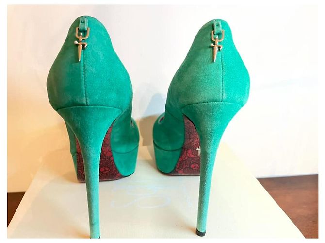 Open toe CESARE PACIOTTI in green suede - view 6