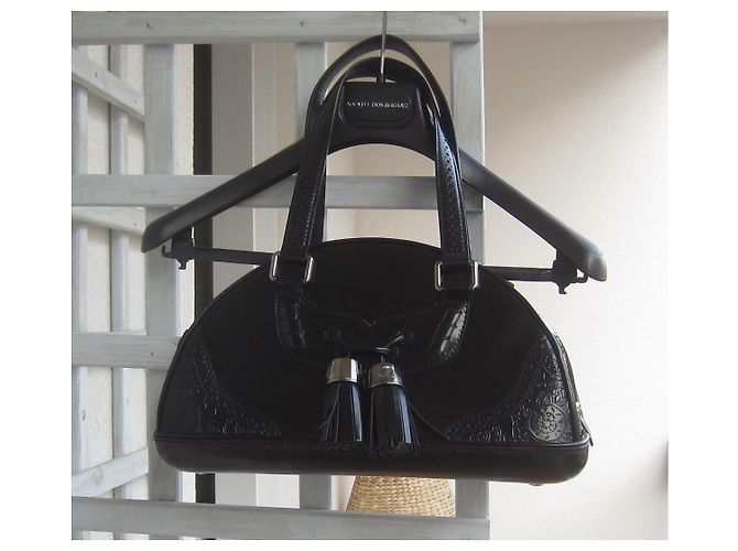 Borsa Bowling Céline in Pelle Lucida Nera Nero - vista 10