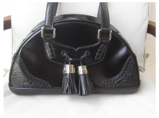 Borsa Bowling Céline in Pelle Lucida Nera Nero - vista 2