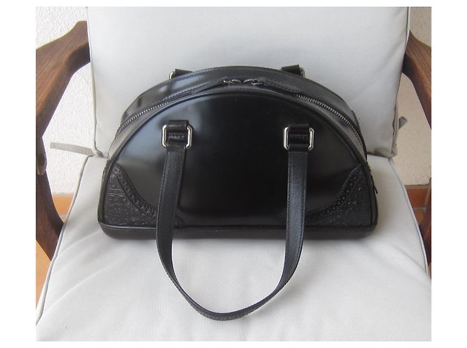 Borsa Bowling Céline in Pelle Lucida Nera Nero - vista 4