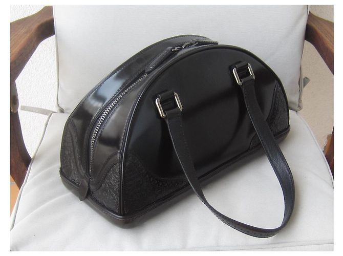 Borsa Bowling Céline in Pelle Lucida Nera Nero - vista 6