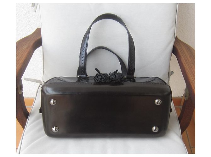 Borsa Bowling Céline in Pelle Lucida Nera Nero - vista 7