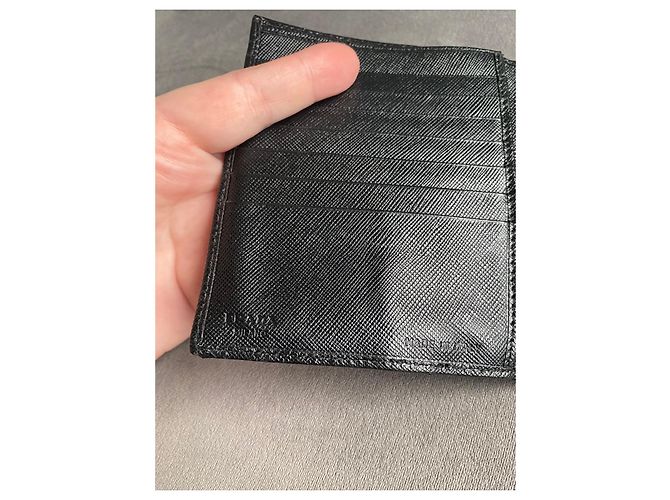 Prada Triangle Logo Wallet Black Leather - view 10
