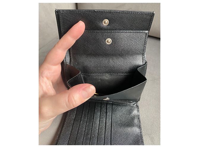 Prada Triangle Logo Wallet Black Leather - view 11