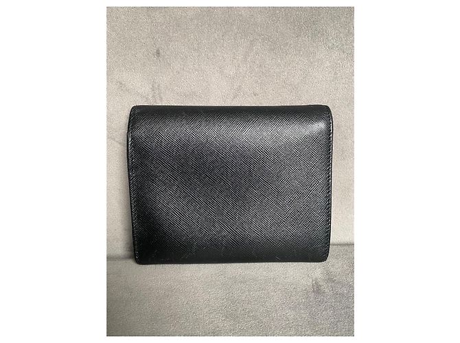 Prada Triangle Logo Wallet Black Leather - view 2