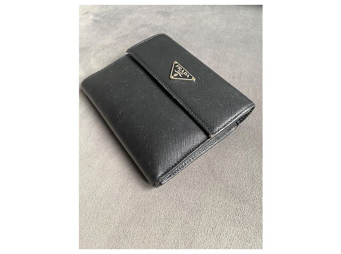 Prada Triangle Logo Wallet Black Leather - view 3