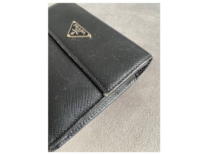Prada Triangle Logo Wallet Black Leather - view 5