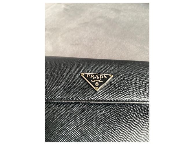 Prada Triangle Logo Wallet Black Leather - view 7