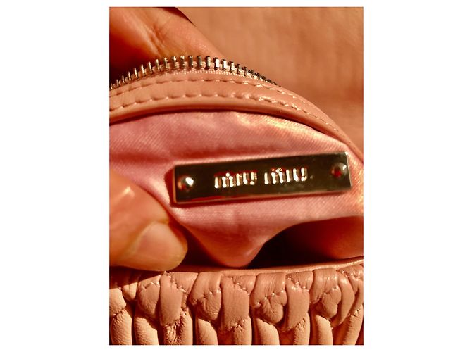 Sac à main Miu Miu Chrystal en cuir rose - vue 3