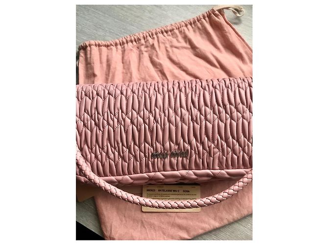 Sac à main Miu Miu Chrystal en cuir rose - vue 6