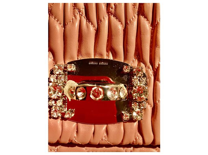 Sac à main Miu Miu Chrystal en cuir rose - vue 8