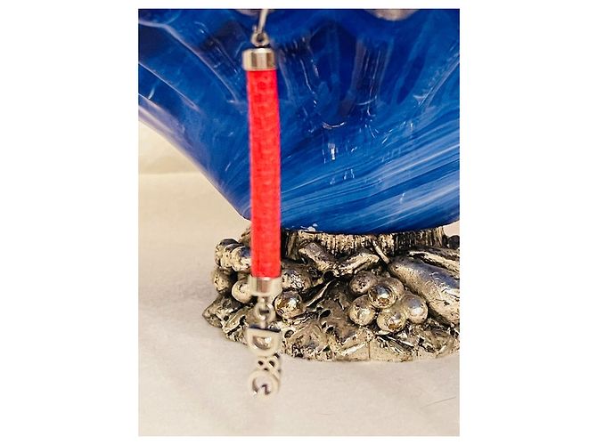 Orecchini DOLCE & GABBANA in acciaio e pelle rossa stampa “croco”, Rosso - vista 10