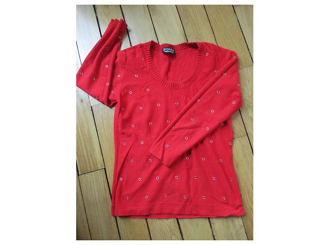 Sonia By Sonia Rykiel Jersey de algodón rojo, taille 38. Roja - vista 4