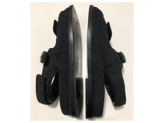 Chanel Sandali papà in cristallo CC Nero - vista 10