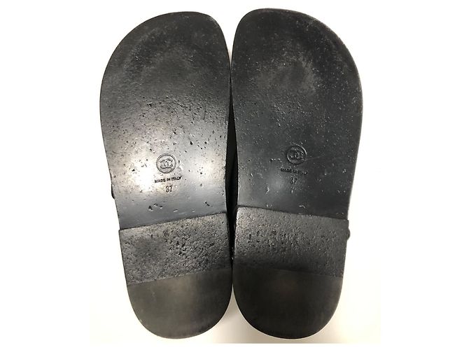 Chanel Sandali papà in cristallo CC Nero - vista 11