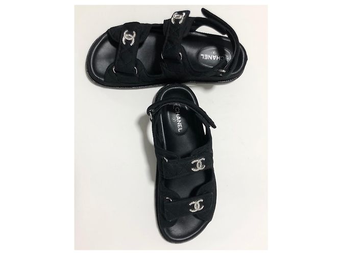 Chanel Sandali papà in cristallo CC Nero - vista 17