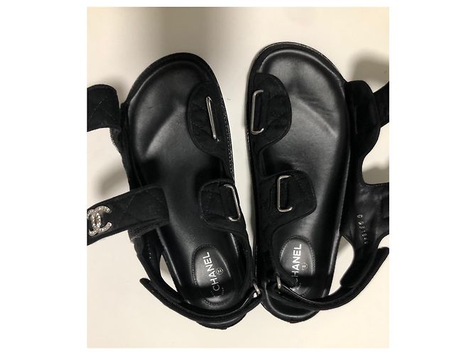 Chanel Sandali papà in cristallo CC Nero - vista 18