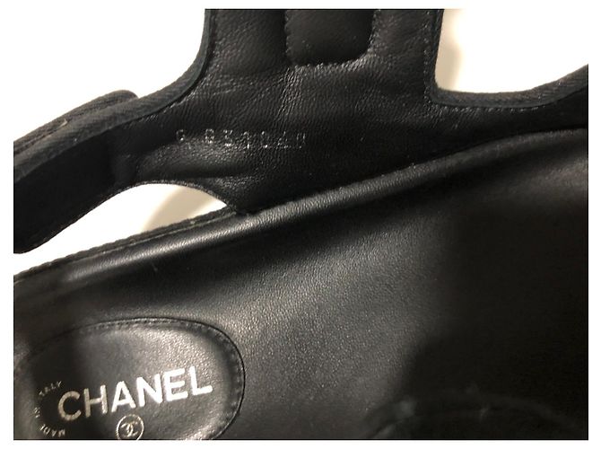 Chanel Sandali papà in cristallo CC Nero - vista 19