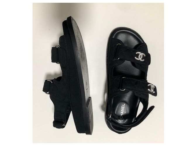 Chanel Sandali papà in cristallo CC Nero - vista 20