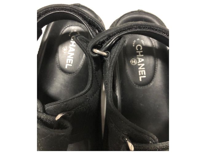 Chanel Sandali papà in cristallo CC Nero - vista 8