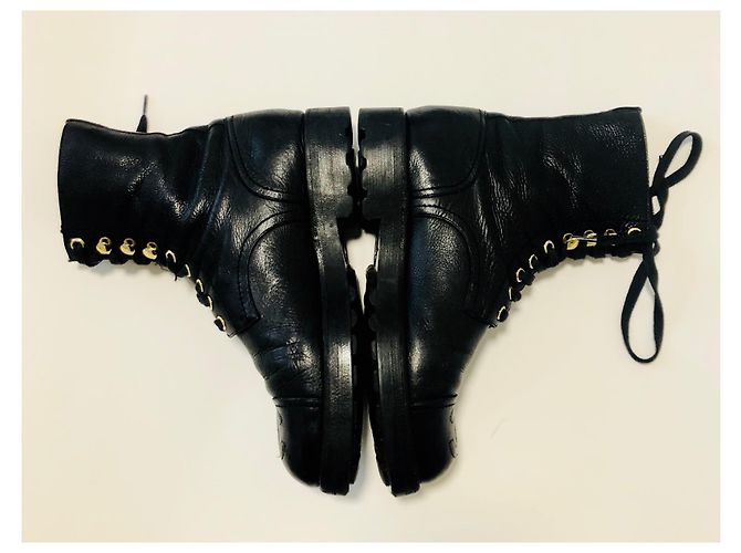 Chanel VENDIMIA 1993 ¡Botas de combate raras! Negro - vista 10