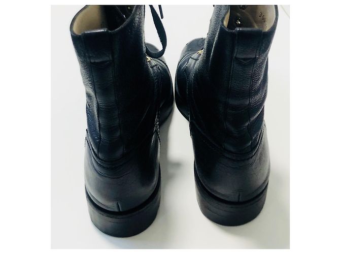 Chanel VENDIMIA 1993 ¡Botas de combate raras! Negro - vista 12