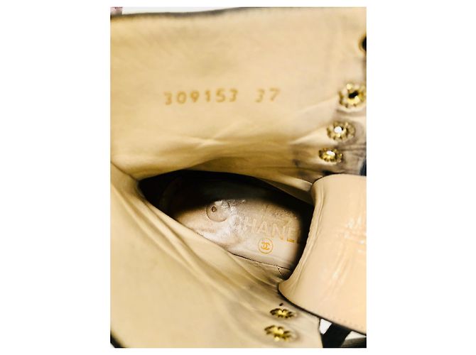 Chanel VENDIMIA 1993 ¡Botas de combate raras! Negro - vista 15