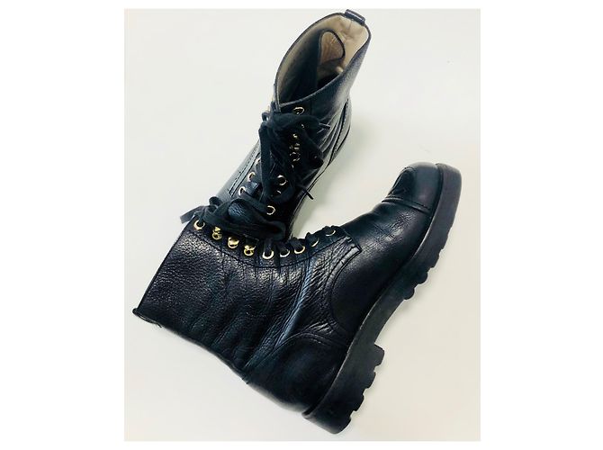 Chanel VENDIMIA 1993 ¡Botas de combate raras! Negro - vista 18