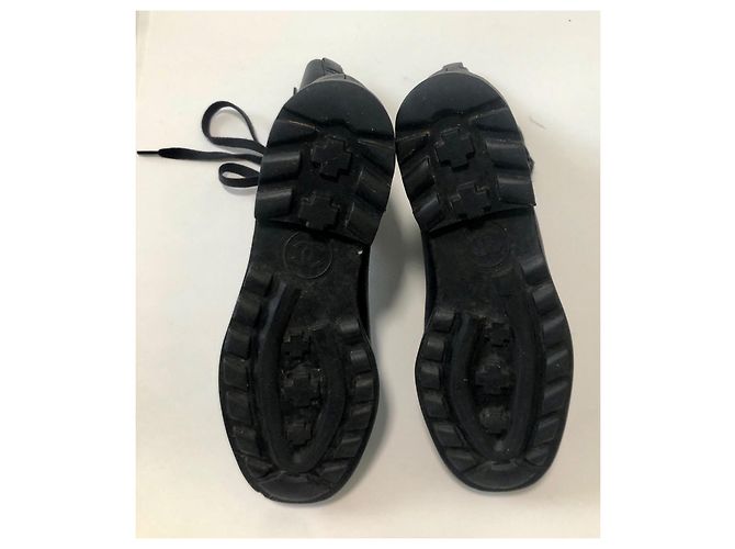 Chanel VENDIMIA 1993 ¡Botas de combate raras! Negro - vista 19