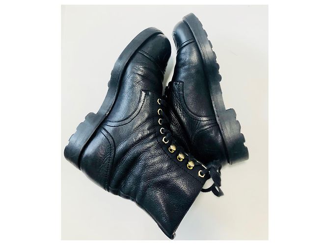 Chanel VENDIMIA 1993 ¡Botas de combate raras! Negro - vista 20