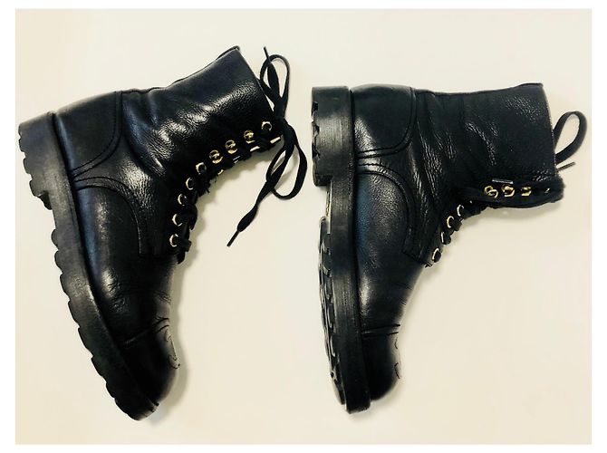 Chanel VENDIMIA 1993 ¡Botas de combate raras! Negro - vista 9