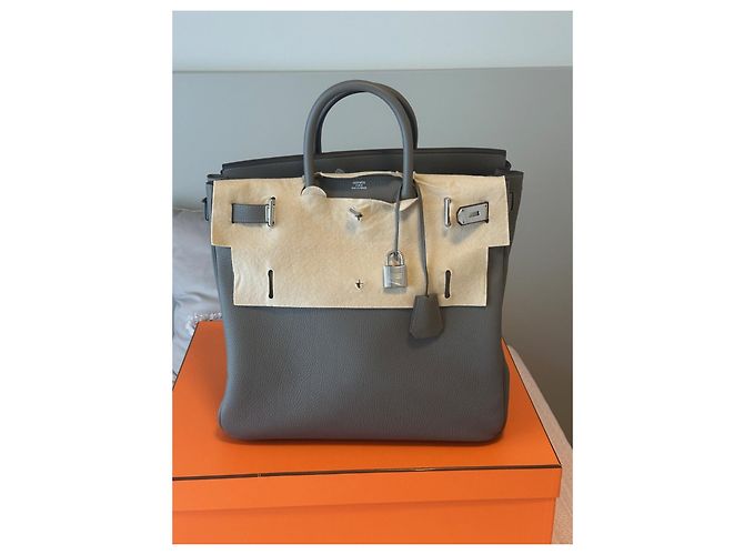 Haut à courroies Hermès Hermes haut a courroires 40 cm Grigio antracite - vista 2