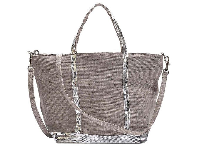 Vanessa Bruno Petit Cabas Tote in Grey Linen and Sequins - view 3