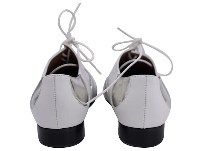 Oxford stringate a pois Marni in pelle bianca e argento - vista 4
