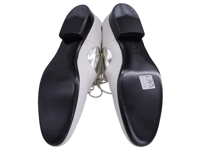 Oxford stringate a pois Marni in pelle bianca e argento - vista 7
