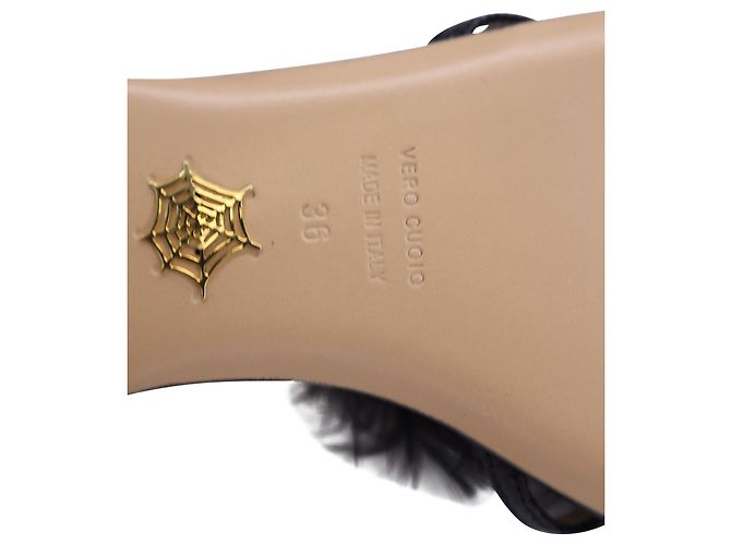 Sandali Charlotte Olympia Fifi con piume in pelle nera - vista 5