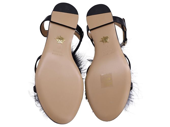 Sandali Charlotte Olympia Fifi con piume in pelle nera - vista 7