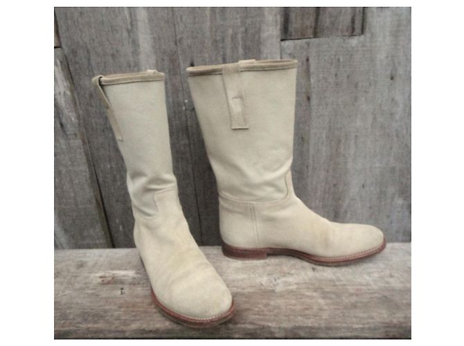 Church's mid-high canvas & leather boots 38,5 Cream - view 3