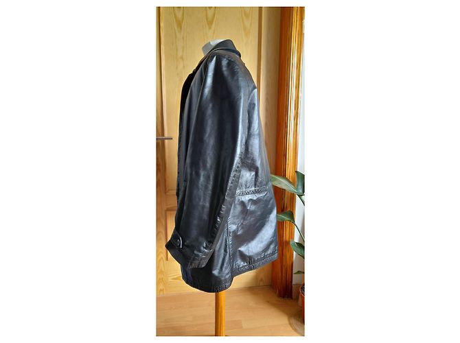 Giacca in pelle nera Gianfranco Ferré uomo XL Nero - vista 11
