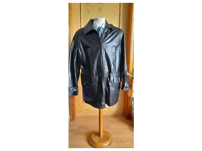 Giacca in pelle nera Gianfranco Ferré uomo XL Nero - vista 2