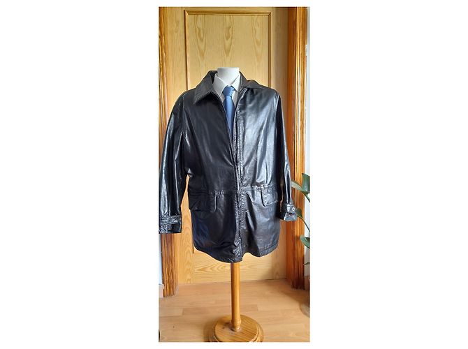 Giacca in pelle nera Gianfranco Ferré uomo XL Nero - vista 4