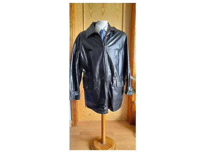 Giacca in pelle nera Gianfranco Ferré uomo XL Nero - vista 6