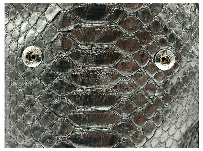 Bowling Ultra Rare Chanel Iridescent Metallic Silver Python Bowler Chain Boston Bag Silvery - view 14