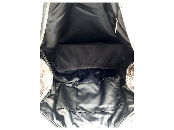 Bowling Ultra Rare Chanel Iridescent Metallic Silver Python Bowler Chain Boston Bag Silvery - view 18
