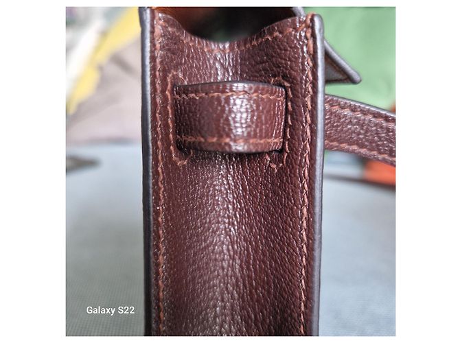 Borsa a mano Hermès Kelly Mini II in pelle marrone - vista 7