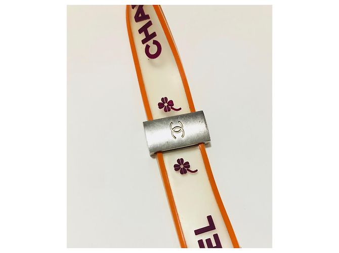 Chanel Logo Trefles Caoutcholic Gummigürtel Kamelien Mehrfarben - Ansicht 6